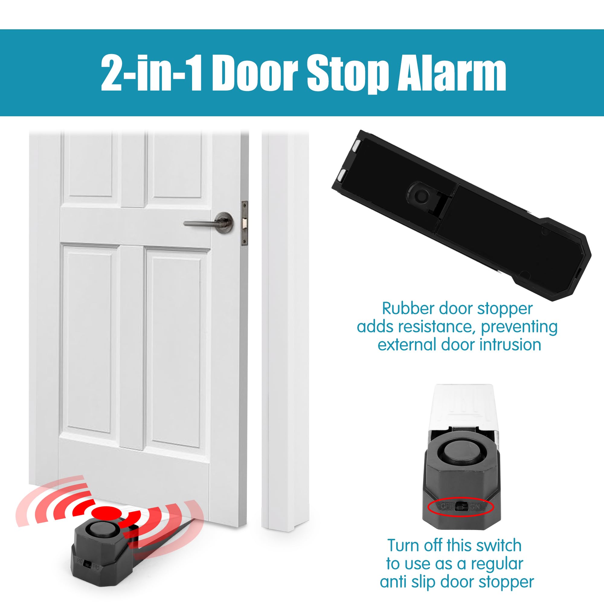 ワイヤレスドアストップアラームシステム 120dB ウェッジ - Wireless Door Sensor のレビューと価格