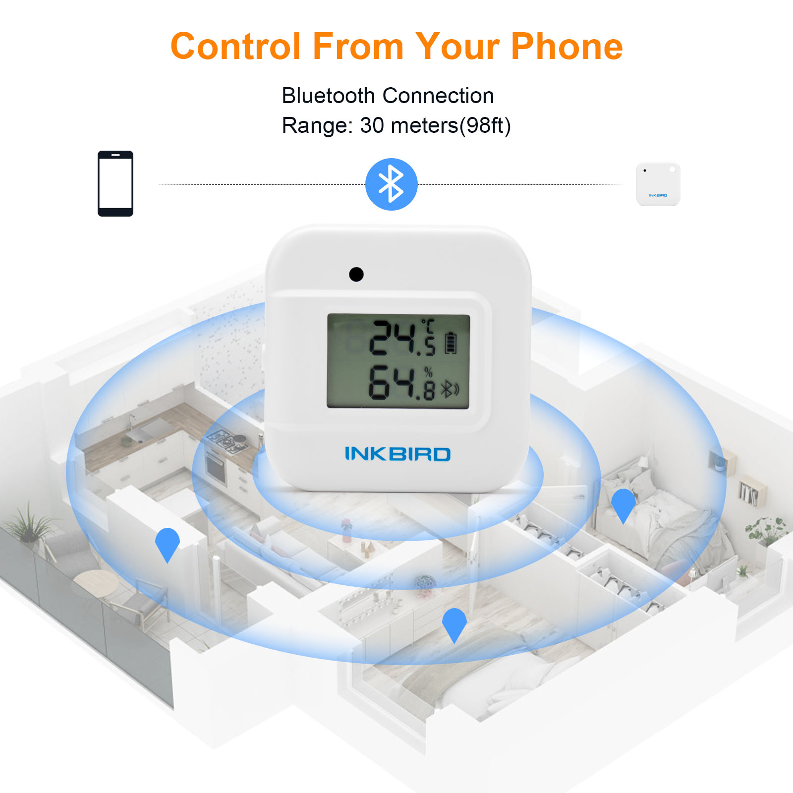 Inkbird-バックライト付きBluetooth湿度計およ - Smart Home Plus のレビューと価格